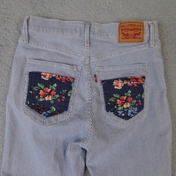 Levi's Jeans Women's Size 29 Mile High Super Skinny Striped Floral Pockets Heart - Picture 5 of 12